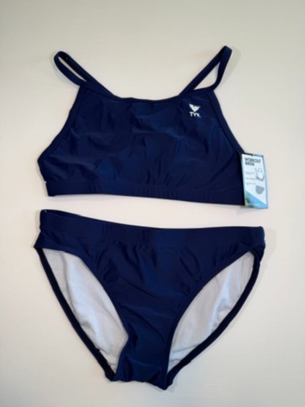 TYR Solid Durafast One Diamondback Navy Blue Workout Bikini Swimsuit XL NWT - Picture 3 of 12